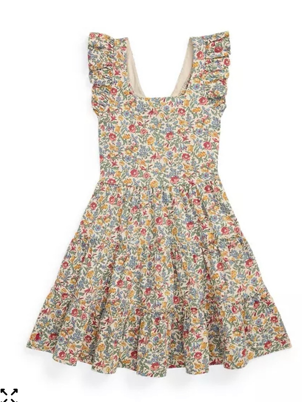 Polo by Ralph Lauren Cream Floral Ruffle-Sleeve Dress